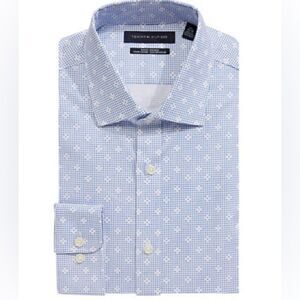 Tommy Hilfiger Printed Cotton-Blend Slim Dress Shirt-BLUE-15.5-34/35